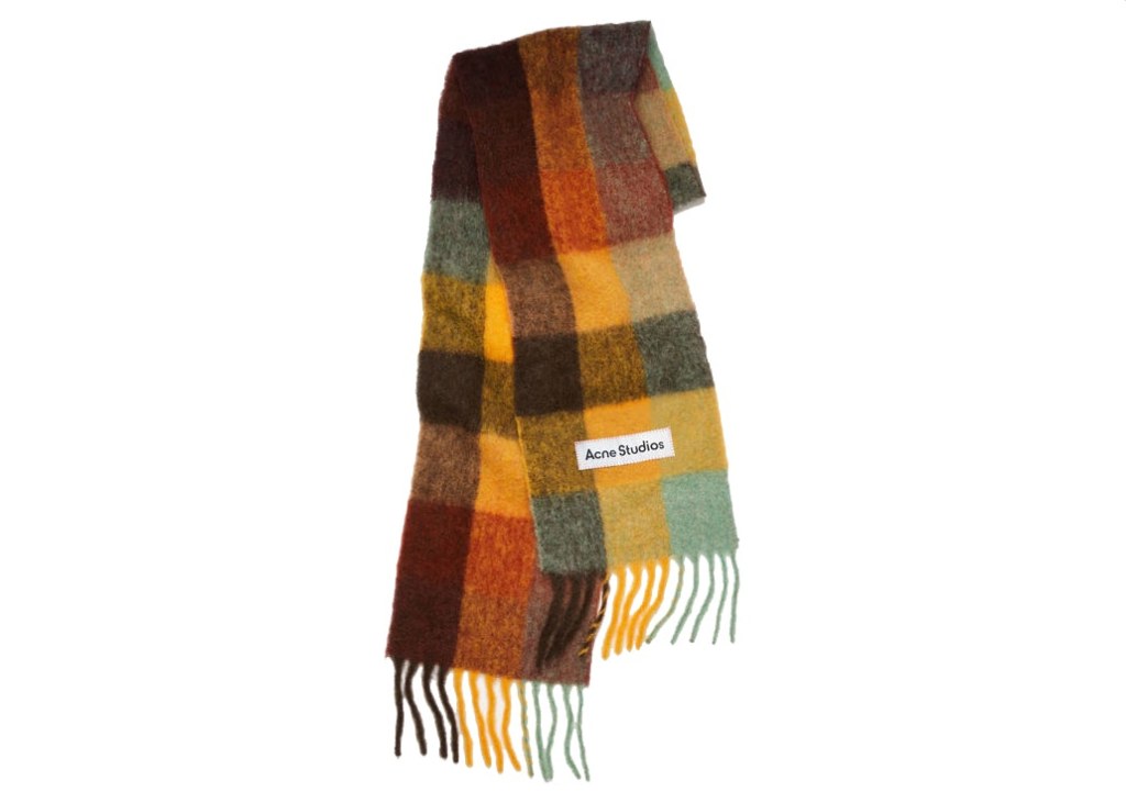 Picture of: Acne Studios Mohair Checked Scarf Brown/Yellow/Green