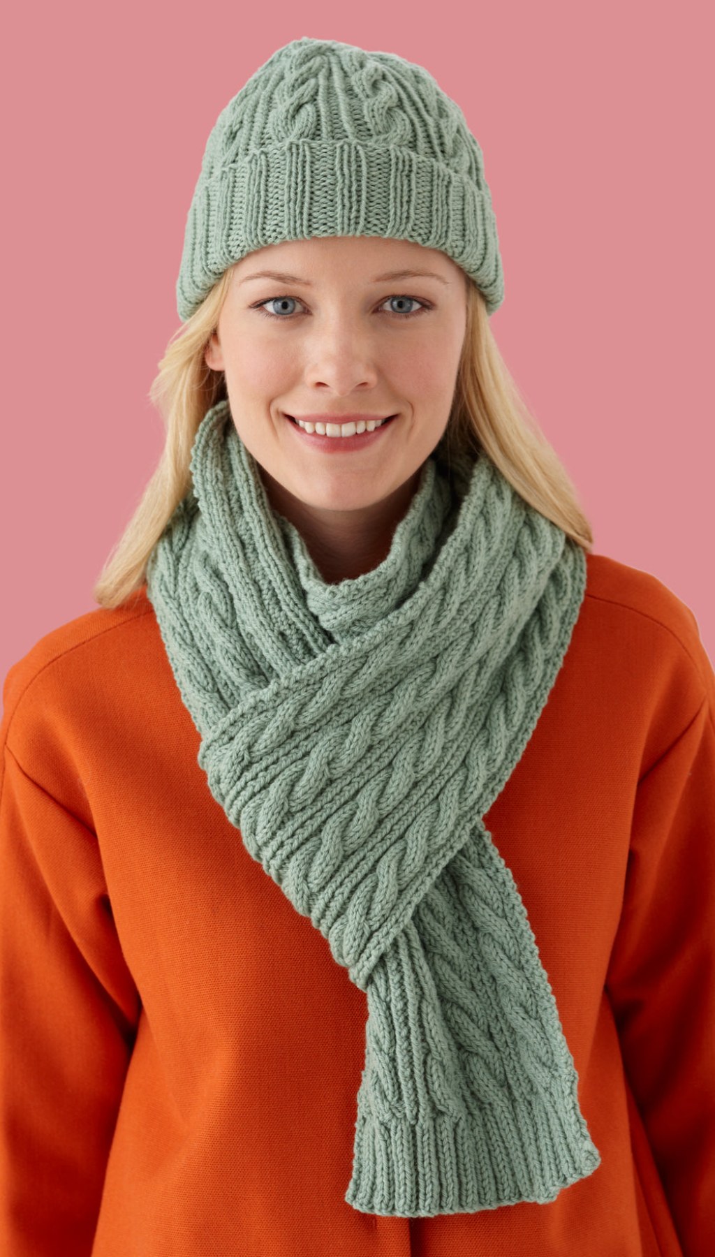 Picture of: Cable Twist Hat and Scarf Set Pattern (Knit) – Lion Brand Yarn
