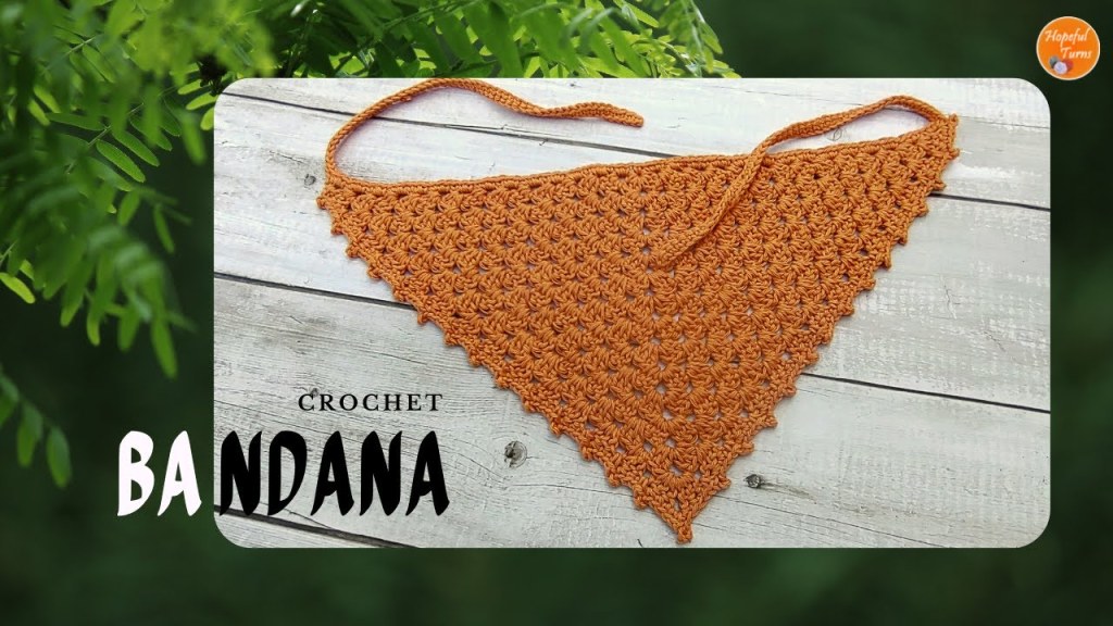 Picture of: Crochet Bandana tutorial  Easy Crochet Granny triangle bandana head scarf/  kerchief for Beginners