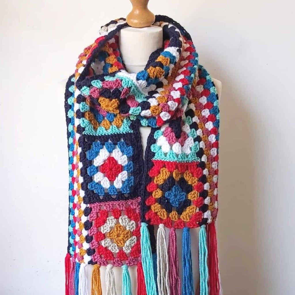 Picture of: Crochet Granny Square Scarf – Easy Free Pattern – Annie Design Crochet