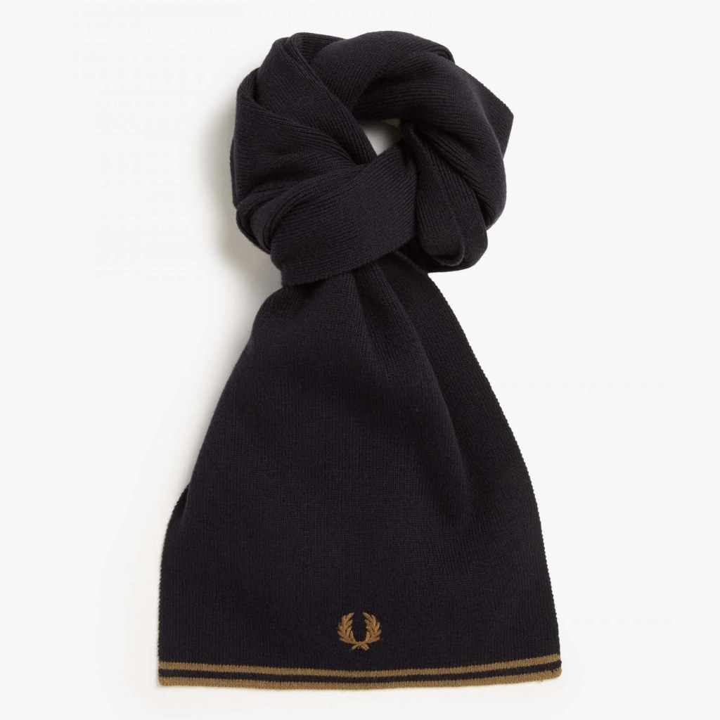 Picture of: Fred Perry Twin Tipped Merino Wool Scarf Black/Shadded Stone