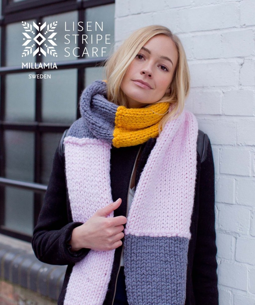 Picture of: Lisen Stripe Scarf – Knitting Pattern in MillaMia Naturally Soft