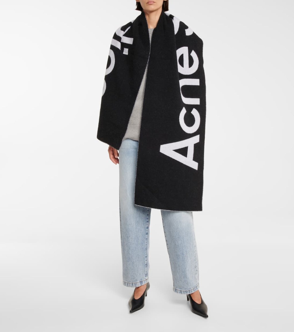 Picture of: Logo Wool Blend Jacquard Scarf in Black – Acne Studios  Mytheresa
