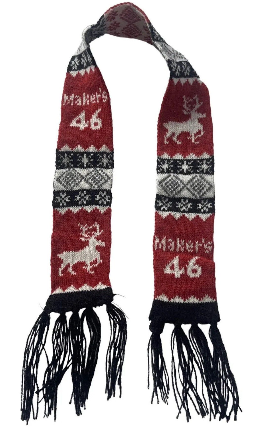 Picture of: Makers Mark  Christmas Scarf Bottle Cover Red & Black Multicolor Liqour  Cozy