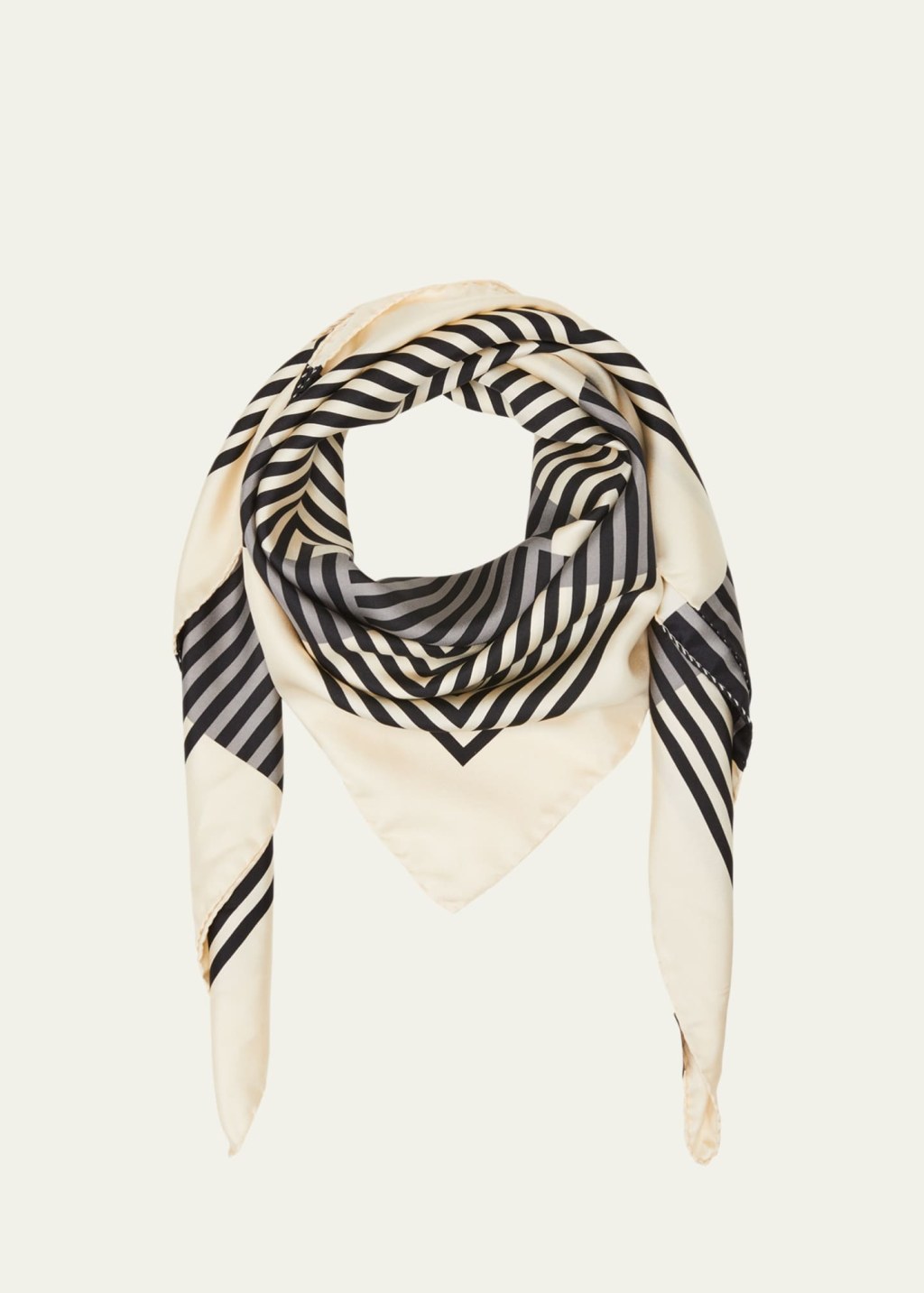 Picture of: Saint Laurent YSL Optical Striped Silk Square Scarf