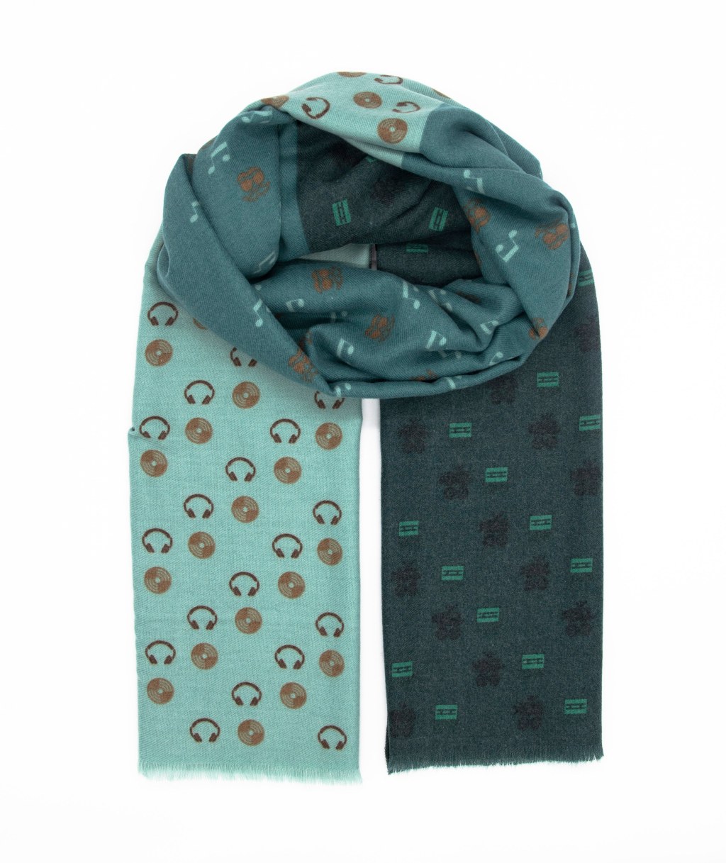 Picture of: Unisex Scarf  Music Pattern  Green Scarf  Vegan Brand  Scarf