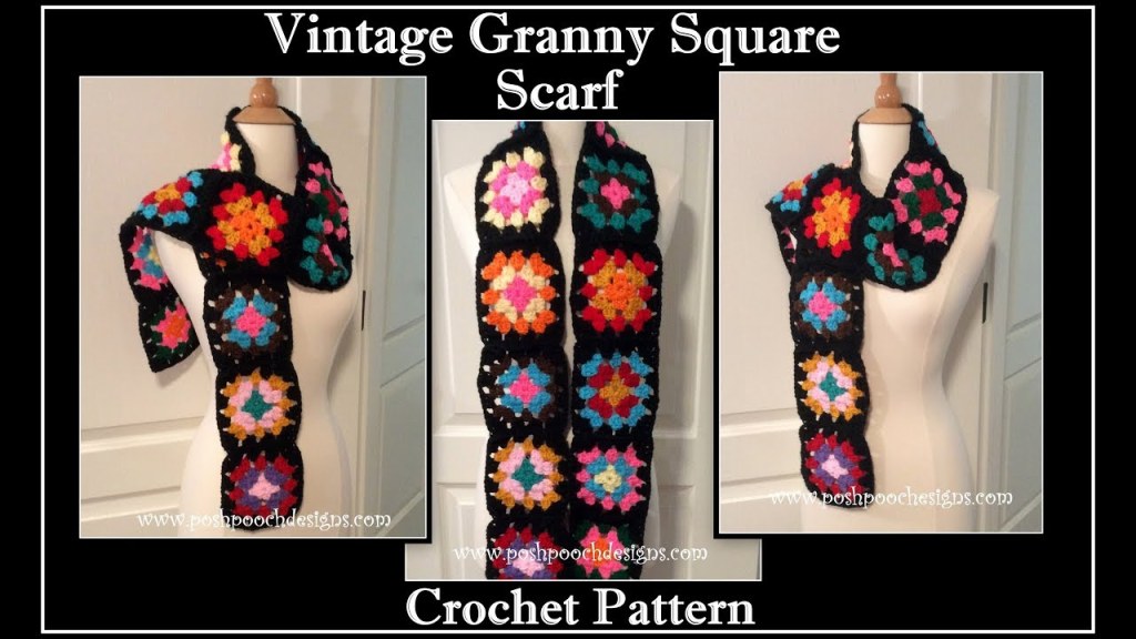 Picture of: Vintage Granny Square Scarf Crochet Pattern